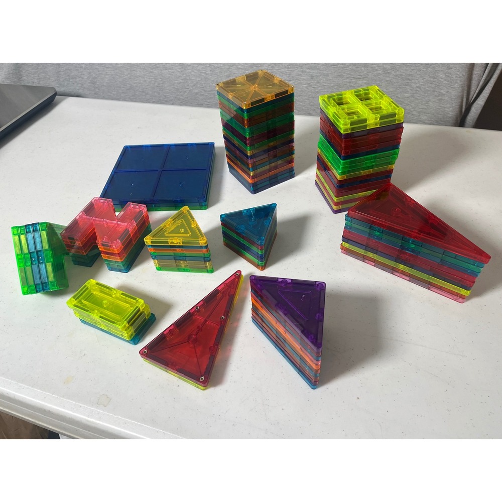 Magna-Tiles Magnetic Bldg Tiles Set  Color Geometric Shapes Kids Lot of 96